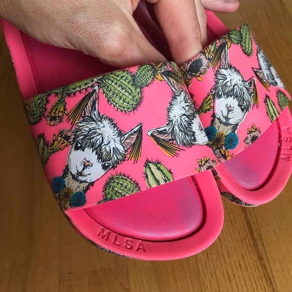 Mini Melissa Pink Llama Slides Girls Size 1 Sandals Cute summer alpaca clothes - Picture 10 of 10